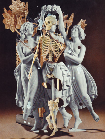 Bradley Foisset Strength as Accident, contemporary collage skeleton